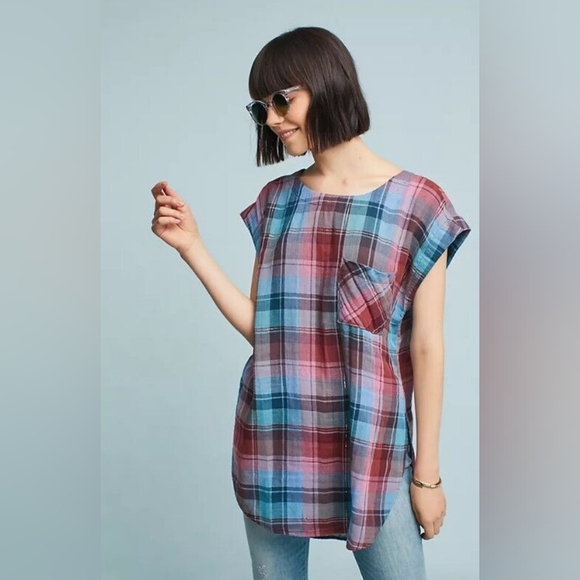 Anthropologie Akemi + Kin Cap Sleeve Plaid Tunic - Size XS - Picture 2 of 9